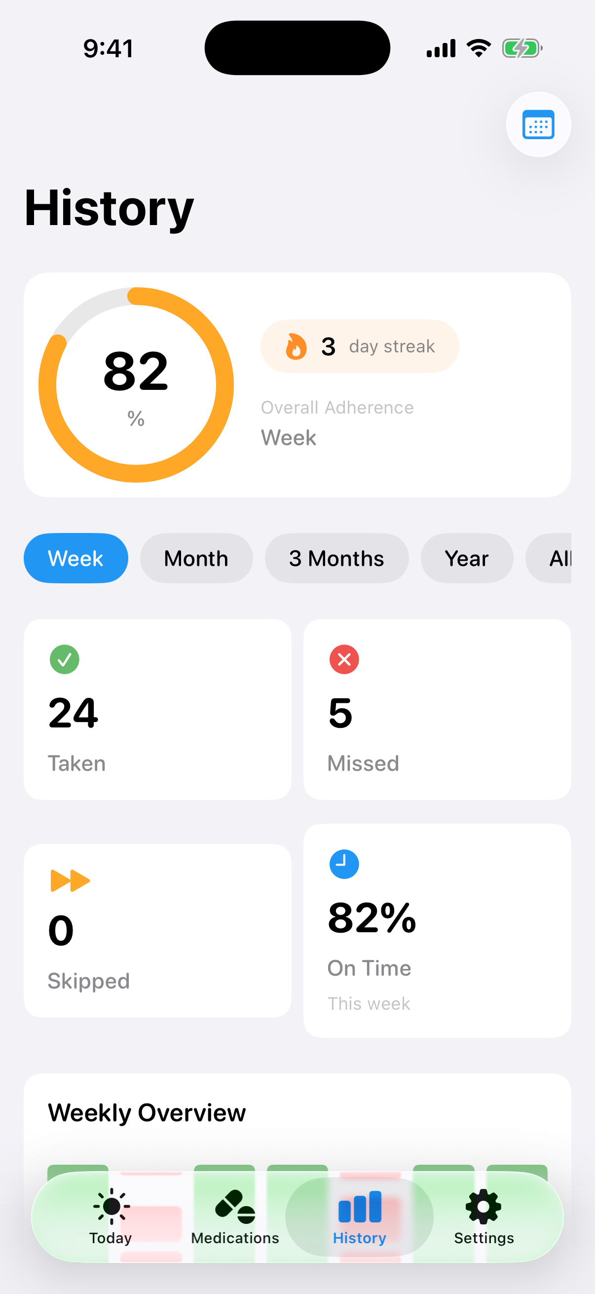 PillPal adherence history