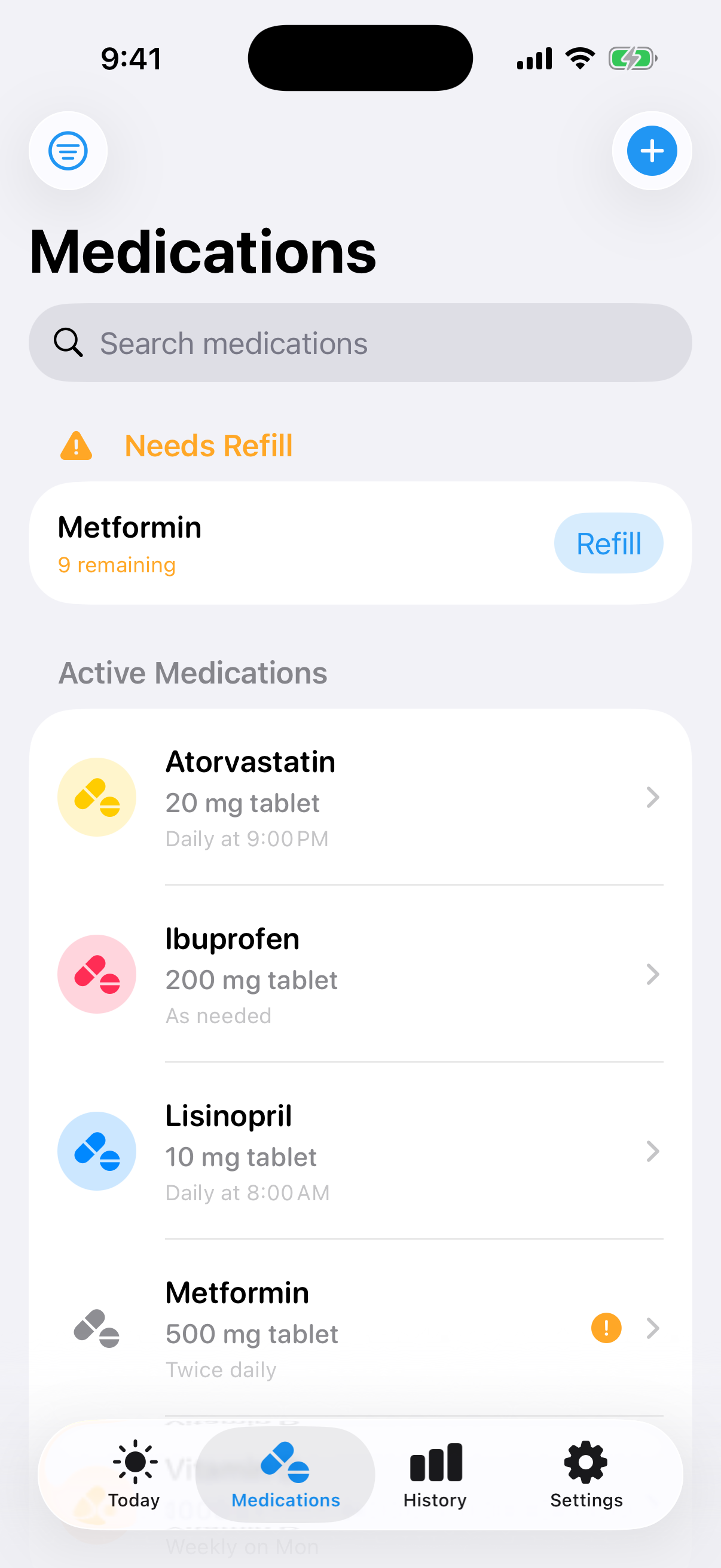 PillPal medication list